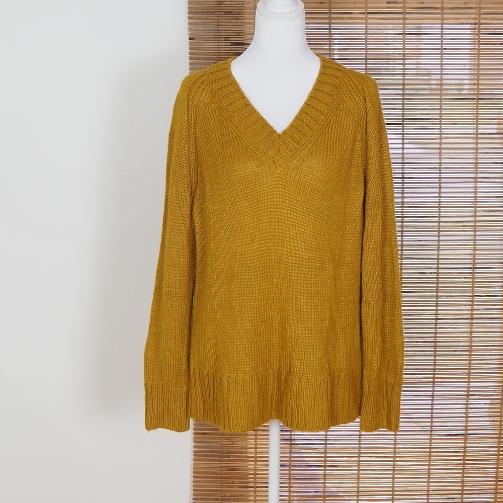 Lafayette 148 Raglan Alpaca & Silk Blend Sweater Small Soft Chunky Knit Yellow